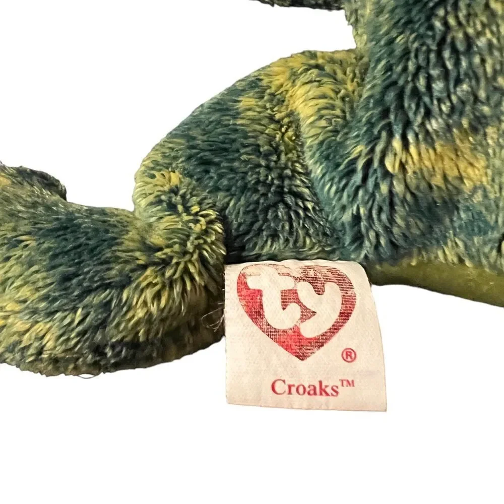 Ty Croaks stuffed frog beanie‎ in green and yellow made in 2004